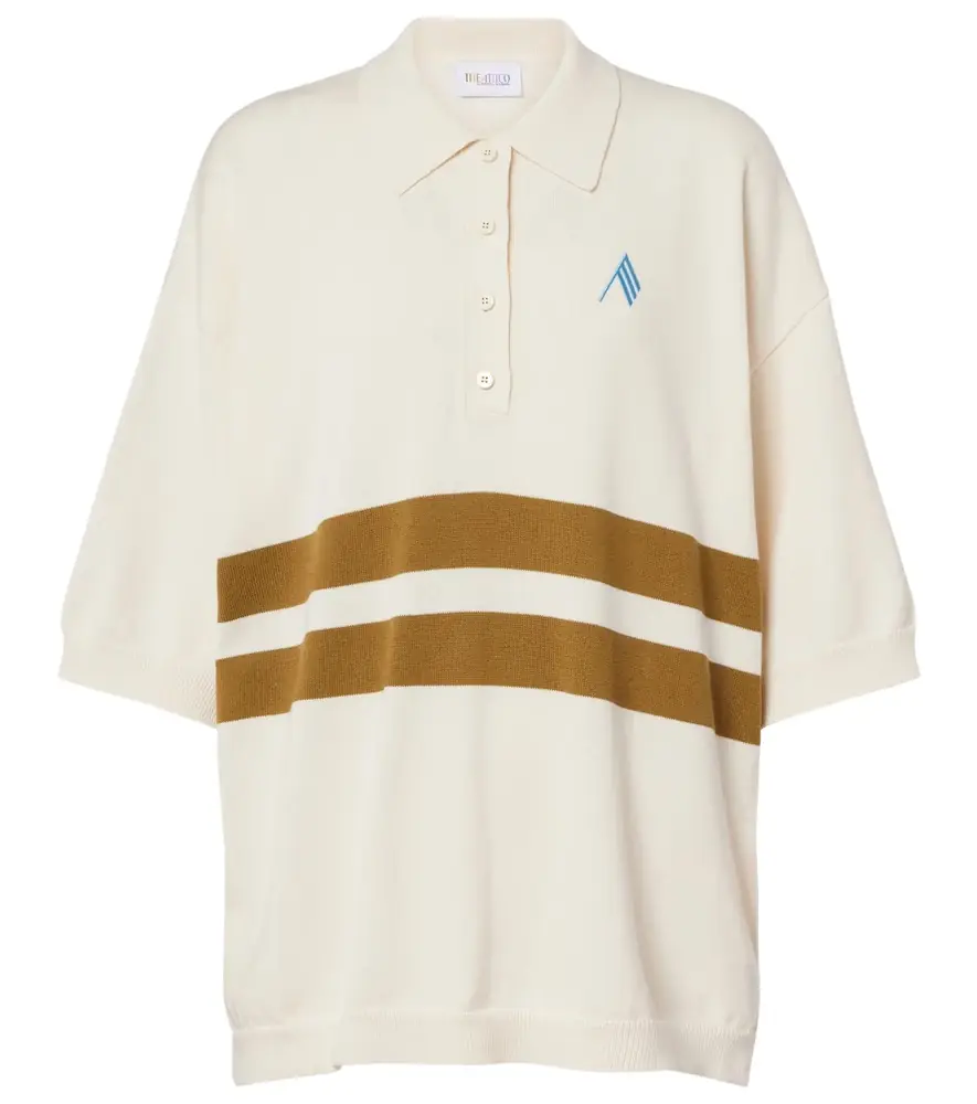 The Attico Striped oversized cotton polo shirt