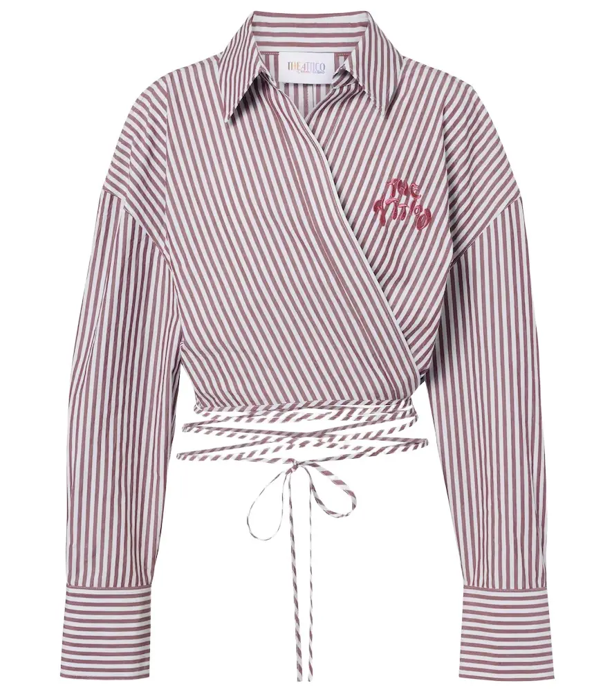 The Attico Striped cotton wrap top
