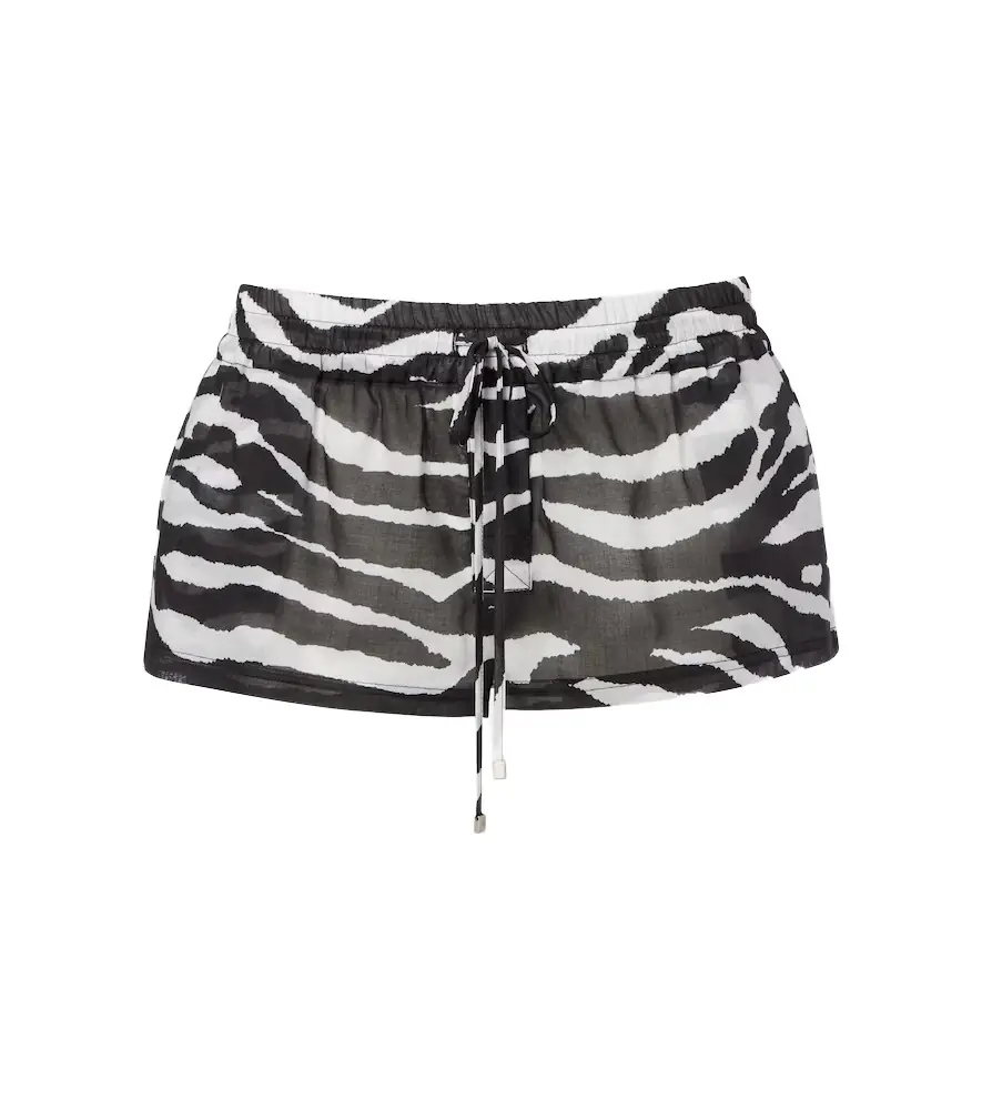 The Attico Zebra-print cotton muslin shorts