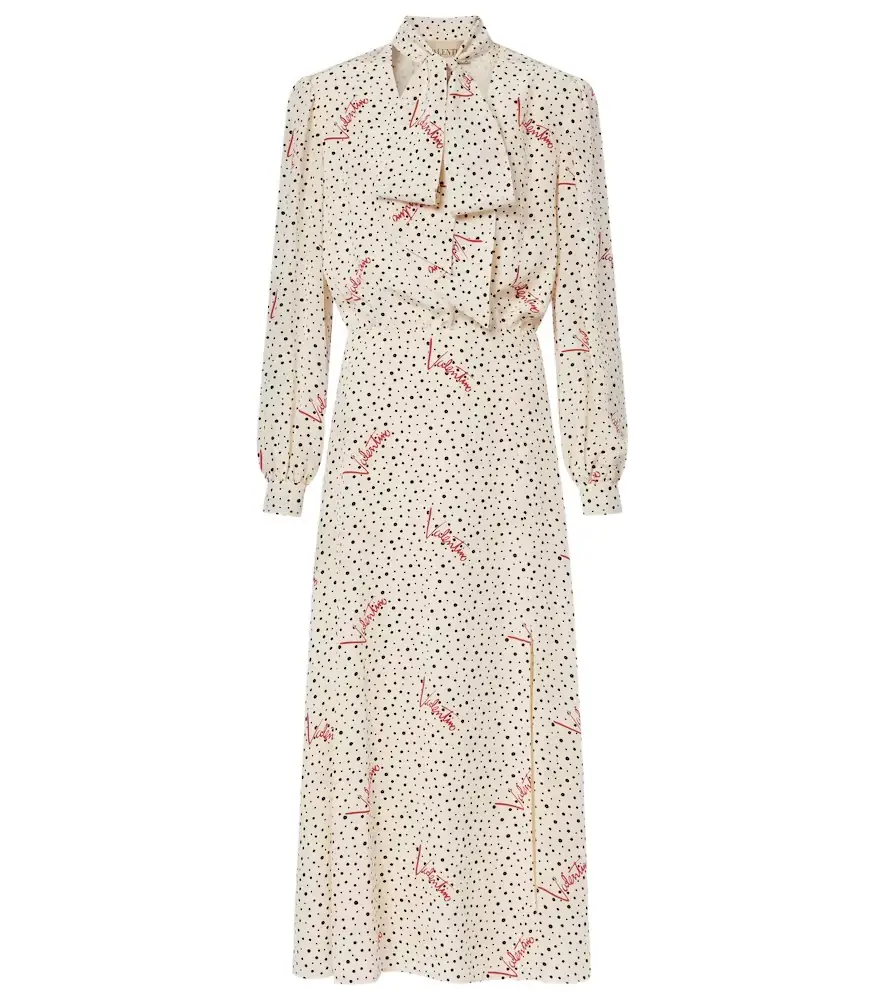 Valentino Polka-dot silk crêpe de chine midi dress