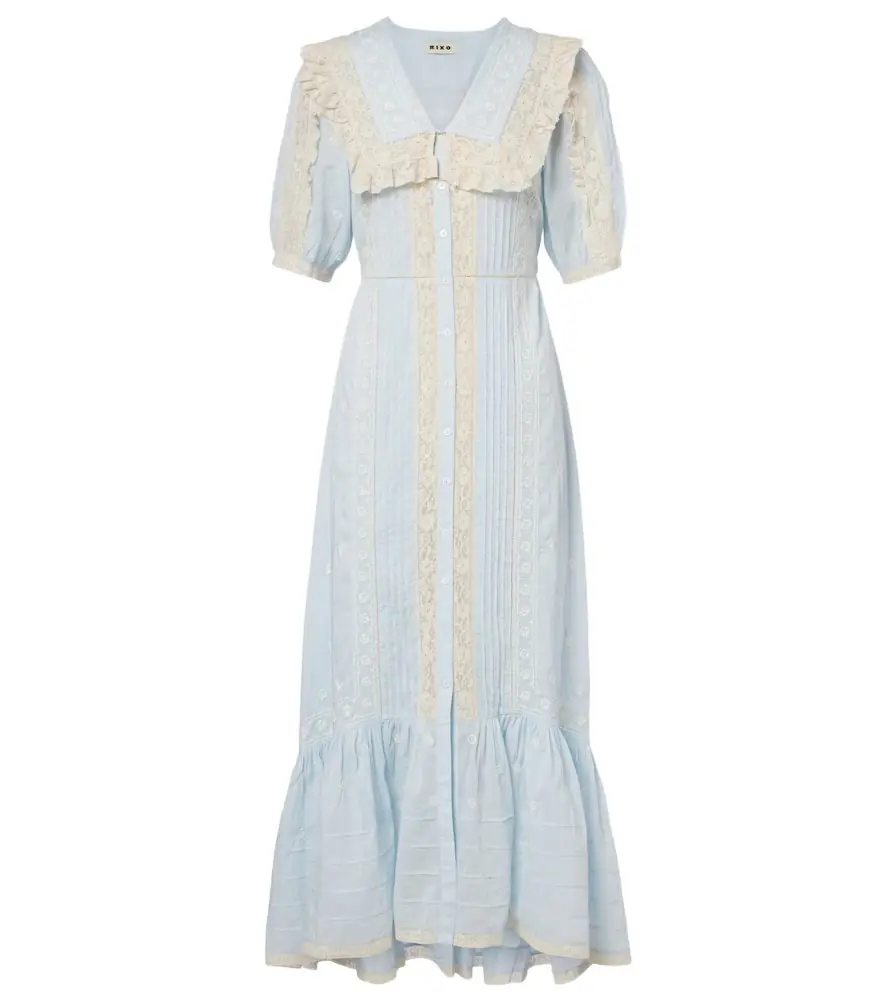 Rixo Edina embroidered cotton midi dress