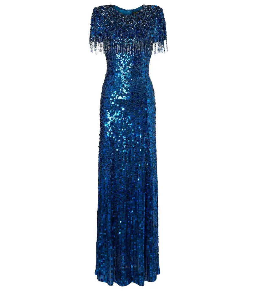 Jenny Packham Embellished fringed gown