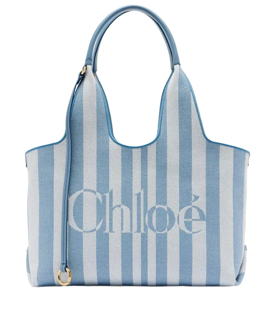 Chloe Chloé Chloé Stripy Large logo canvas tote bag