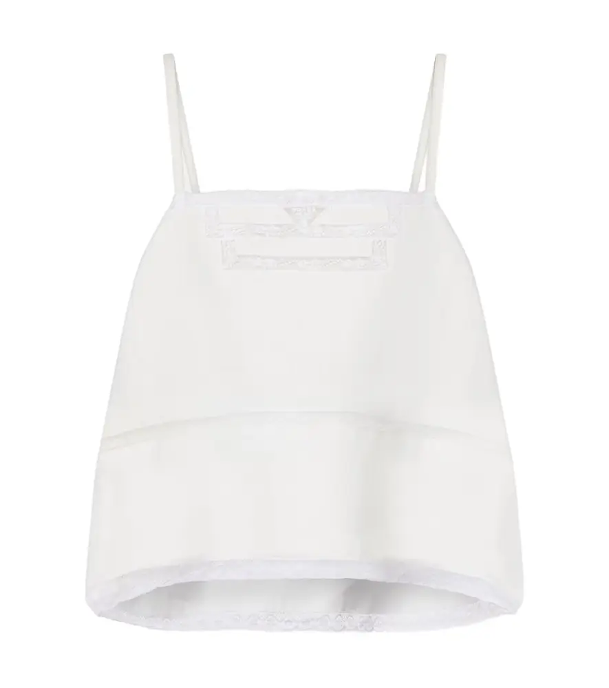Prada Lace-trimmed linen top