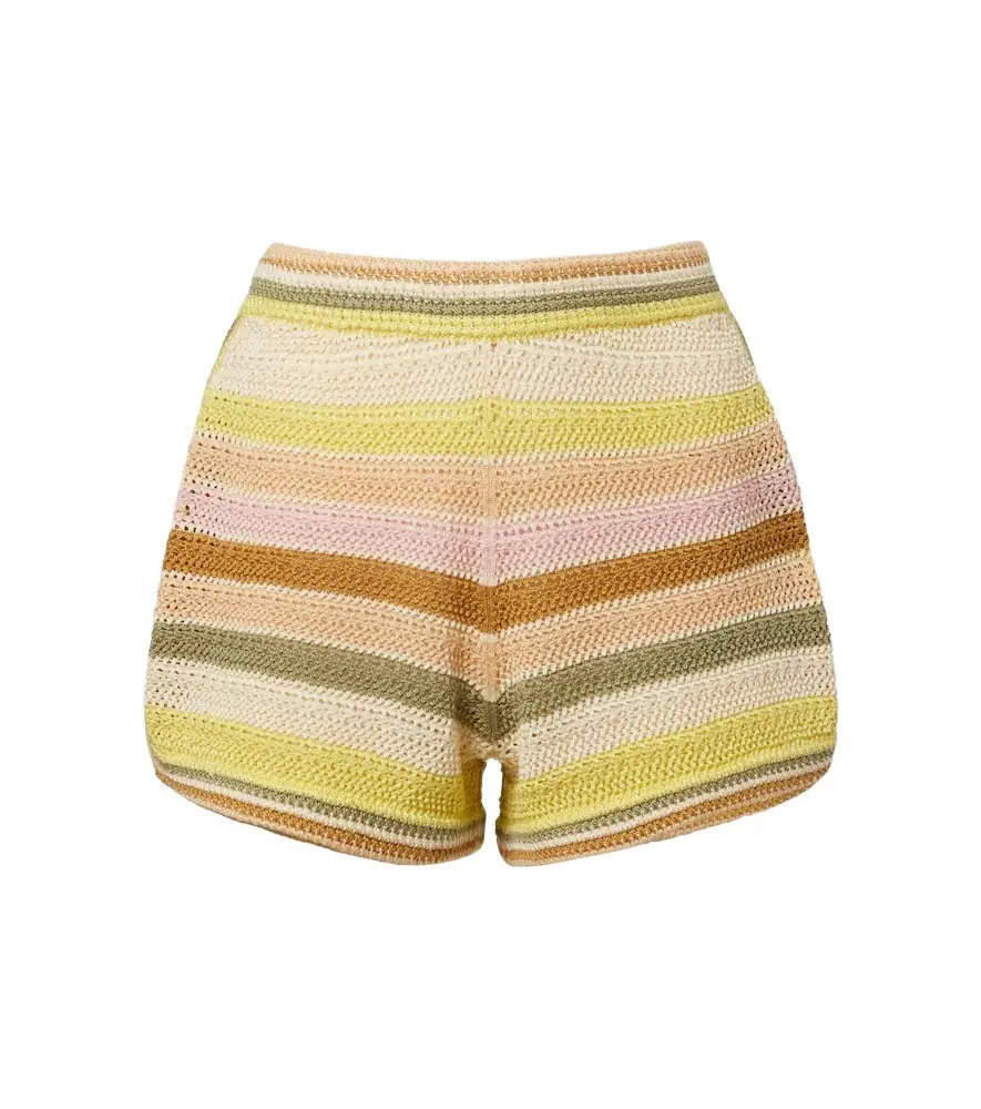 Zimmermann Indra crochet striped cotton shorts