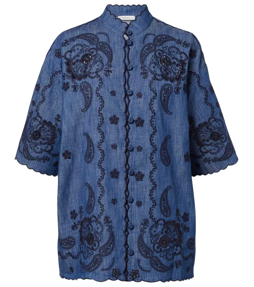 Zimmermann Aster embroidered denim shirt