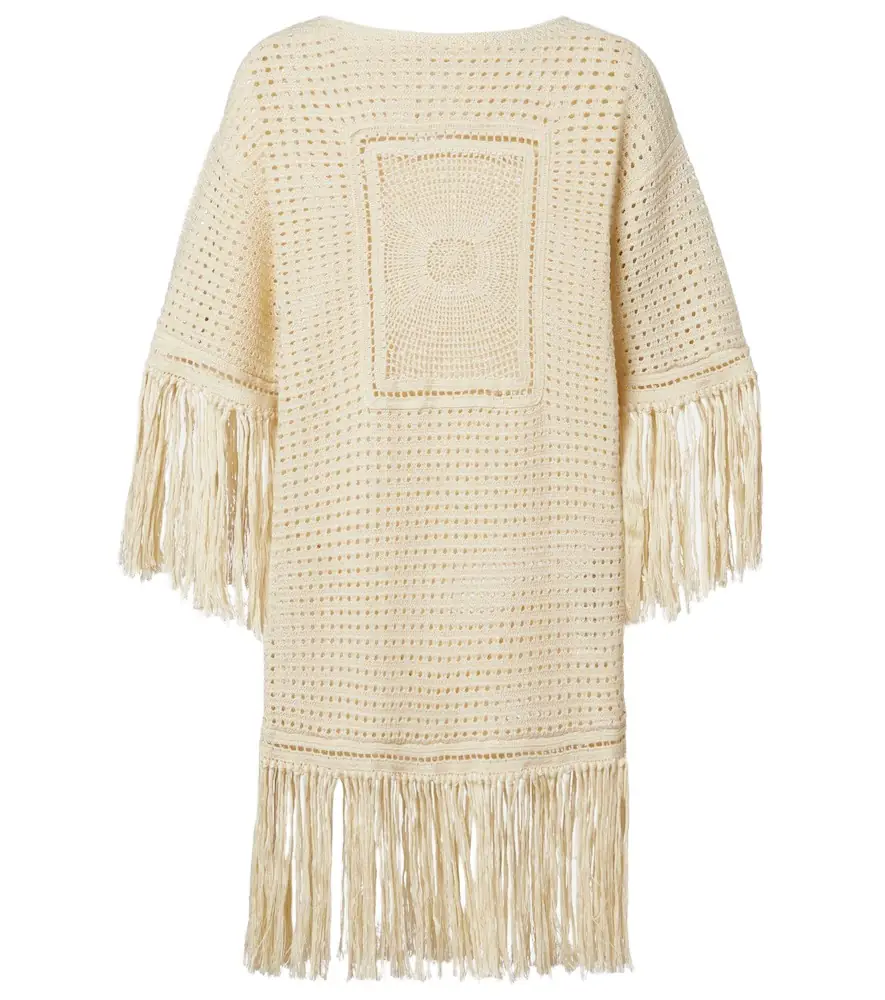 Zimmermann Indra crochet fringed cotton minidress