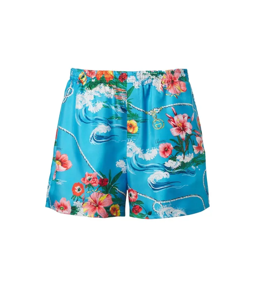 Gucci Printed silk twill shorts