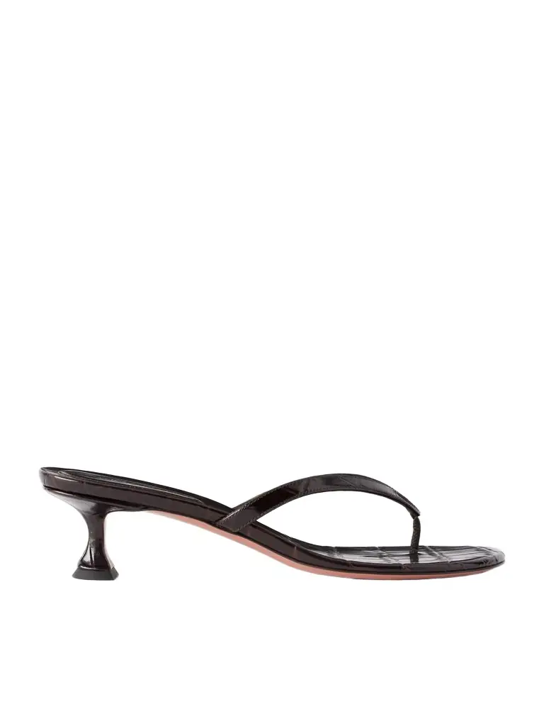 Amina Muaddi Juliette 45 Croc-effect Leather Thong Sandals
