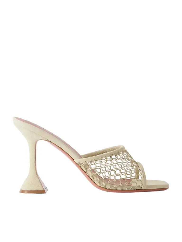 Amina Muaddi Lupita 95 Mesh Suede Sandals