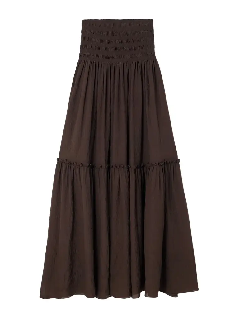 Joseph Folia Shirred Tiered Seersucker Maxi Skirt
