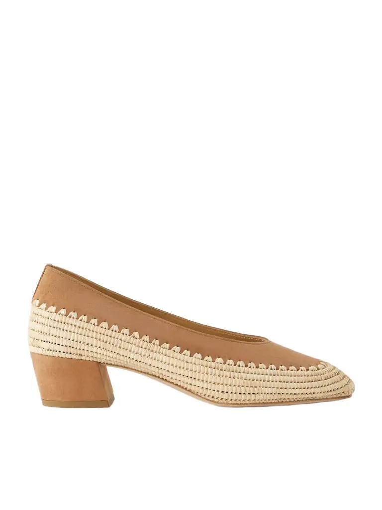 Gabriela Hearst Strength 40 Suede-trimmed Raffia Pumps