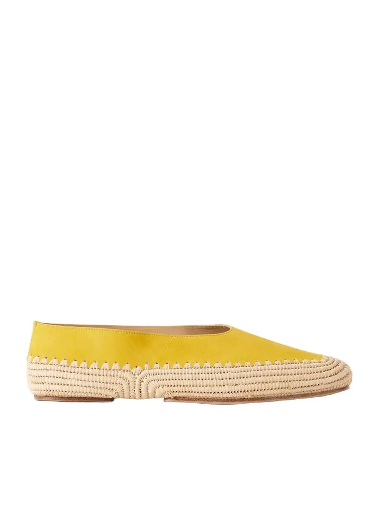 Gabriela Hearst Strength Suede And Raffia Ballet Flats