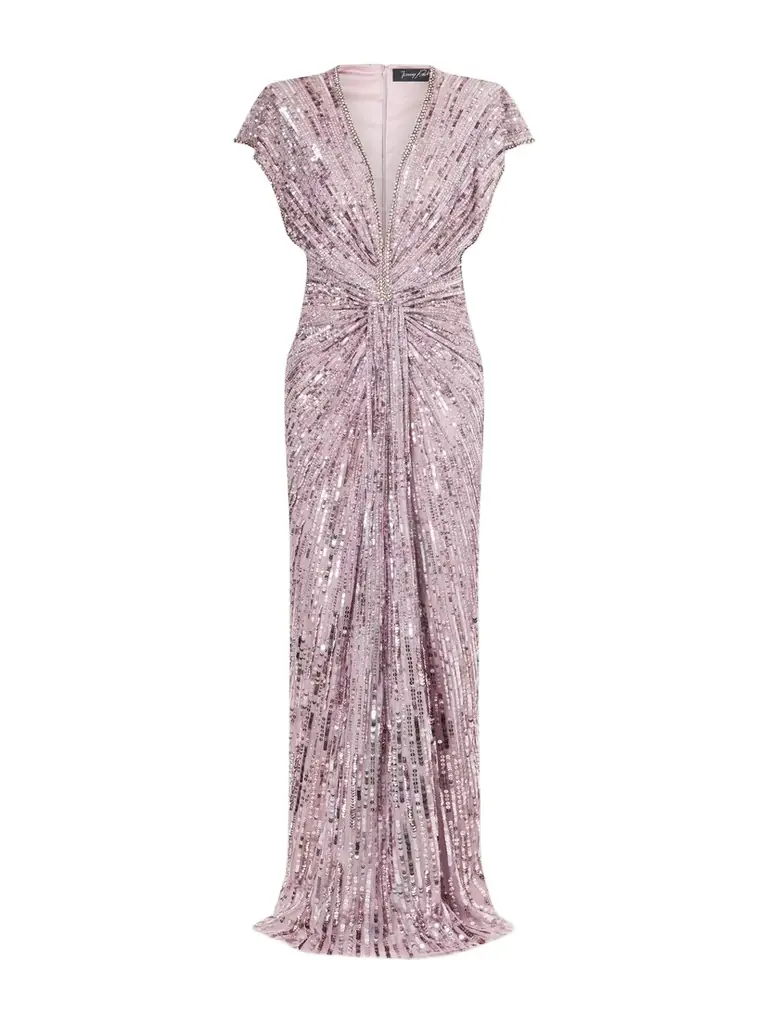 Jenny Packham Zola Twisted Crystal-embellished Sequined Tulle Gown