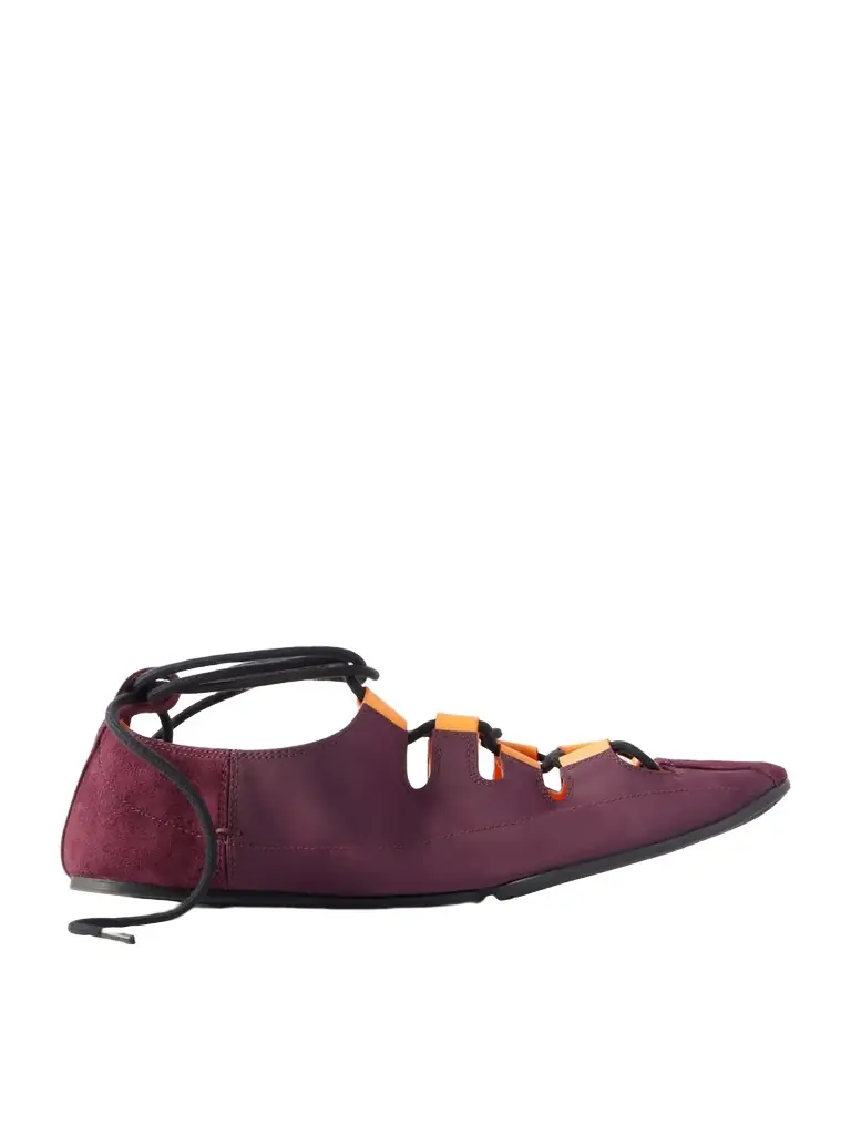 Alaïa Suede-trimmed Shell Ballet Flats