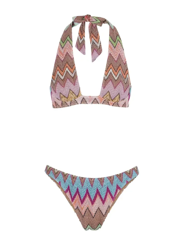 Missoni Mare Striped Metallic Crochet-knit Bikini