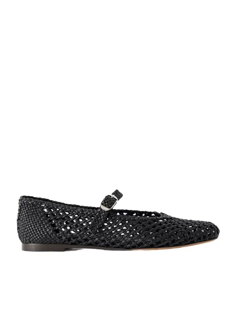 Le Monde Béryl Mary Jane Knotted Leather Ballet Flats