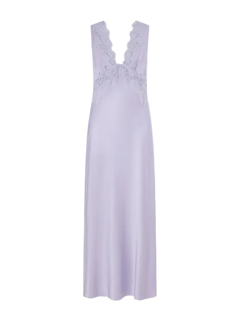 Rixo Lysandra Lace-trimmed Satin Maxi Dress