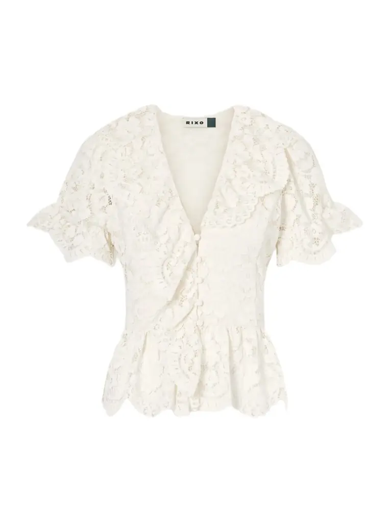 Rixo Dollie Ruffled Lace Blouse