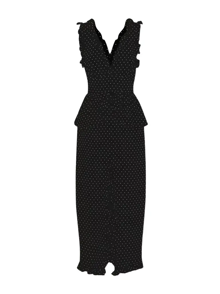 Alessandra Rich Bow-embellished Polka-dot Silk Midi Dress