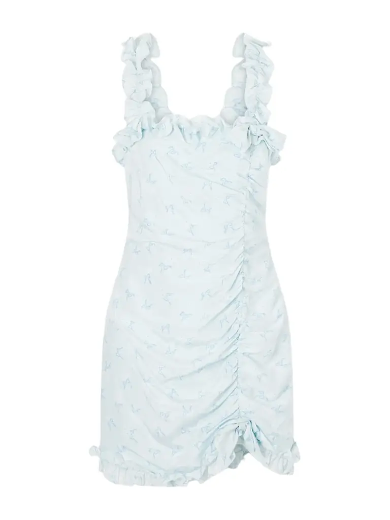 Alessandra Rich Bow-embellished Floral-print Silk-satin Mini Dress