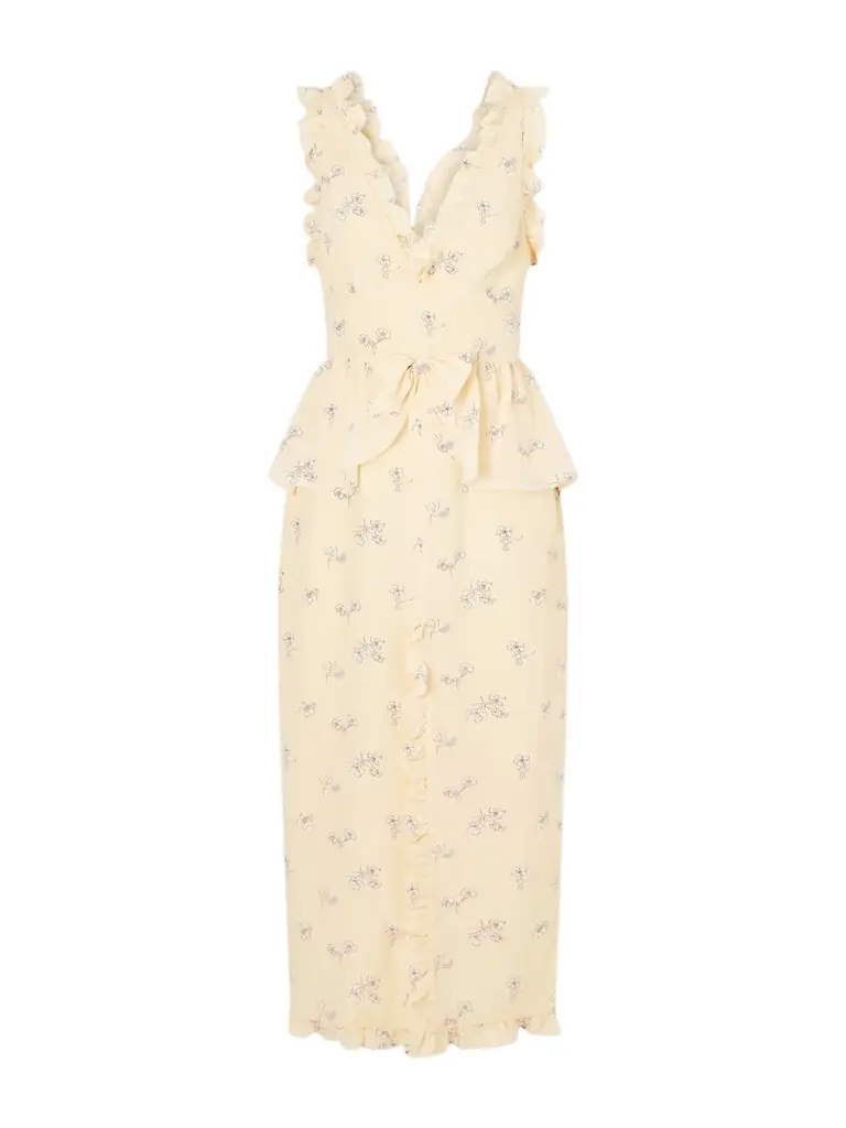 Alessandra Rich Bow-embellished Floral-print Silk Midi Dress