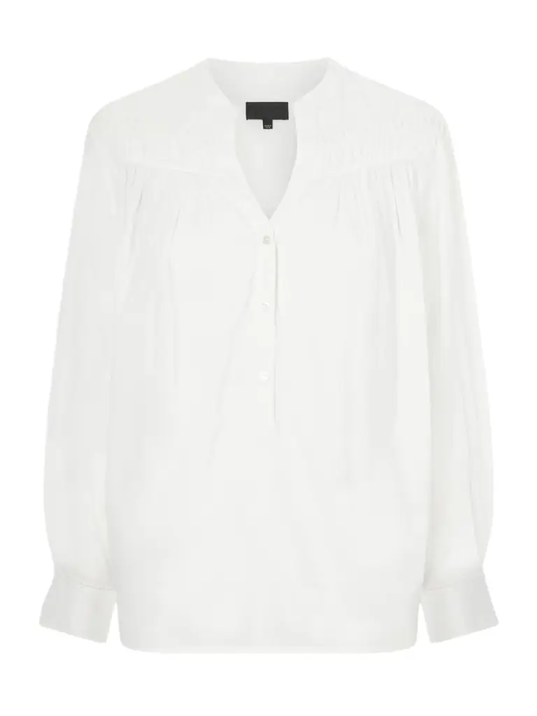 Nili Lotan Clarys Embroidered Gathered Cotton-voile Blouse