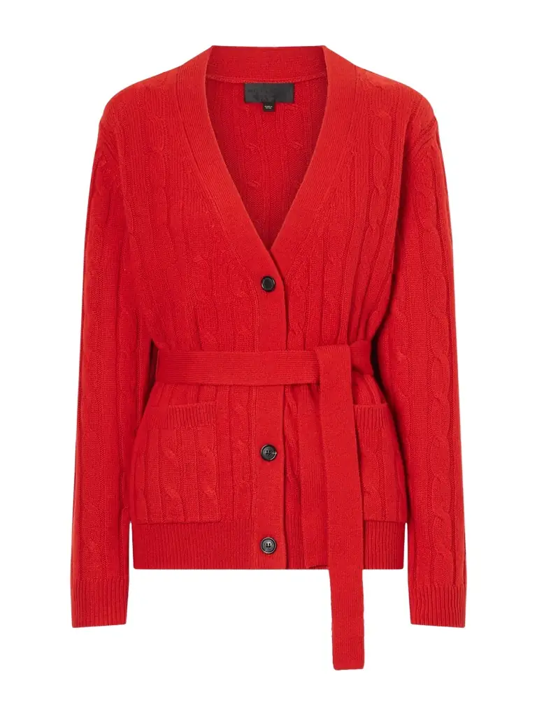 Nili Lotan Tirza Belted Cable-knit Cashmere Cardigan