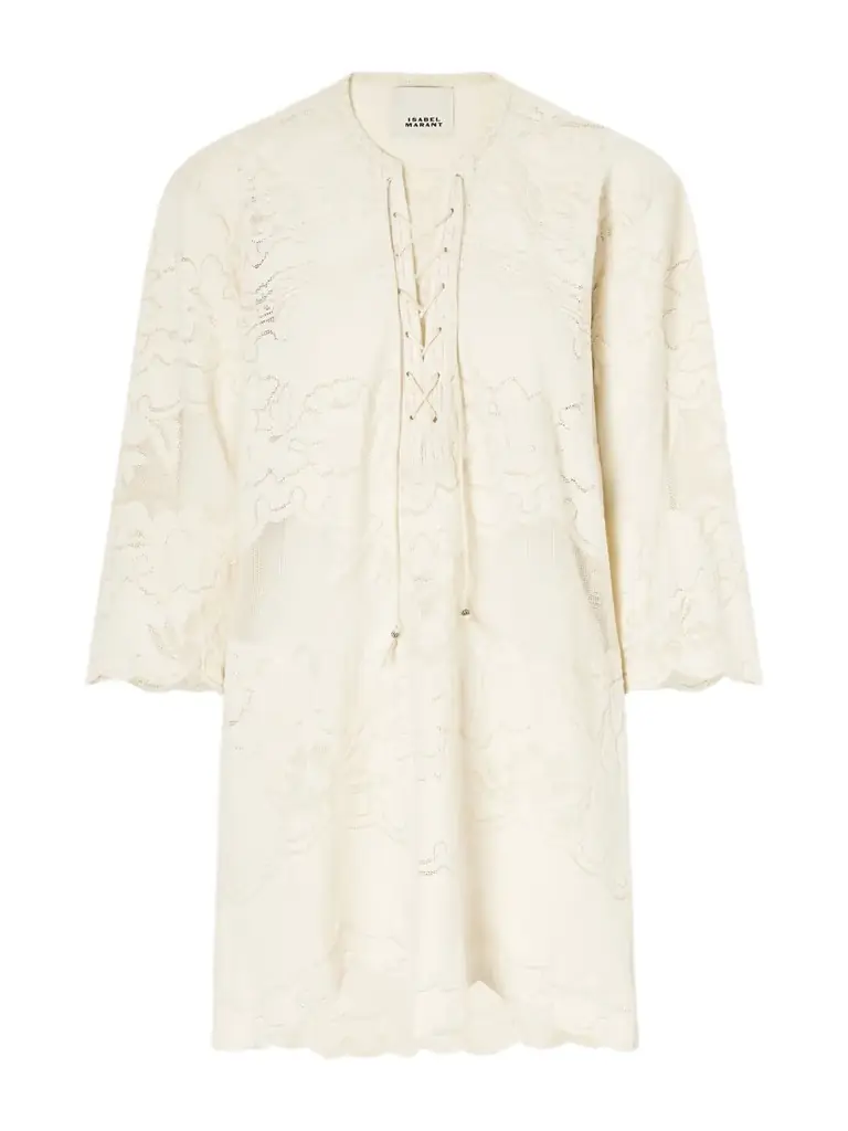 Isabel Marant Solara Lace-up Embroidered Mini Dress