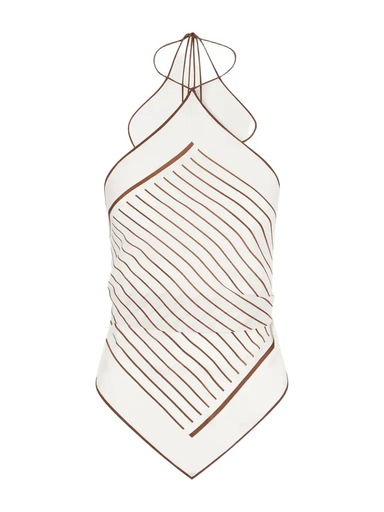 SIR. Marais Striped Silk Halterneck Top