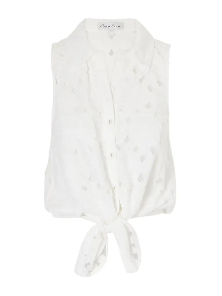 Cara Cara Highland Knotted Embroidered Cotton Blouse