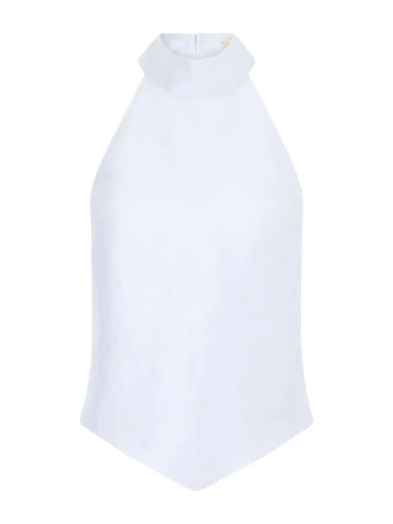 Cult Gaia Bina Linen And Silk-blend Halterneck Top