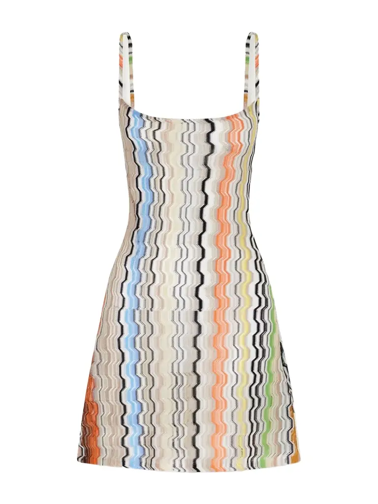 Missoni Striped Metallic Crochet-knit Mini Dress