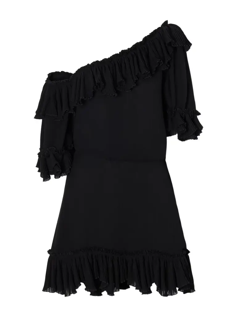 Saint Laurent Robe Mousseline Crepe Silk Dress