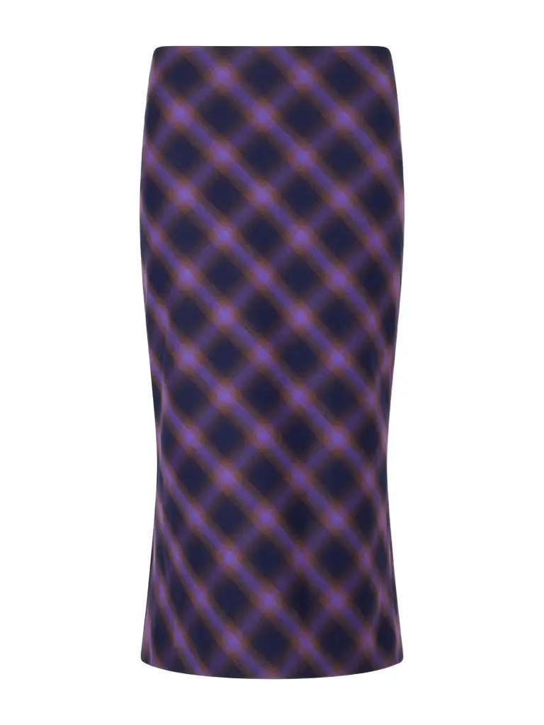 SHUSHU/TONG Checked Cotton-blend Midi Skirt