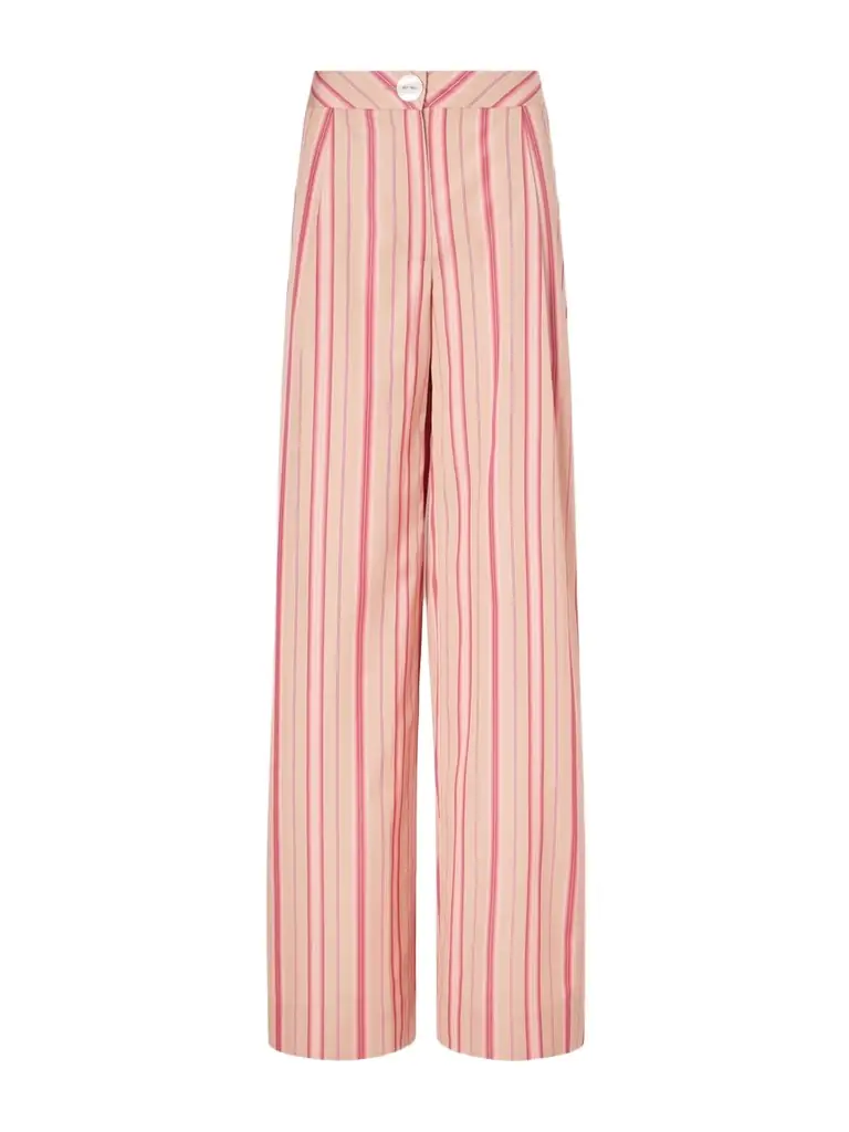 Thierry Colson Loulou Pleated Striped Cotton-poplin Wide-leg Pants