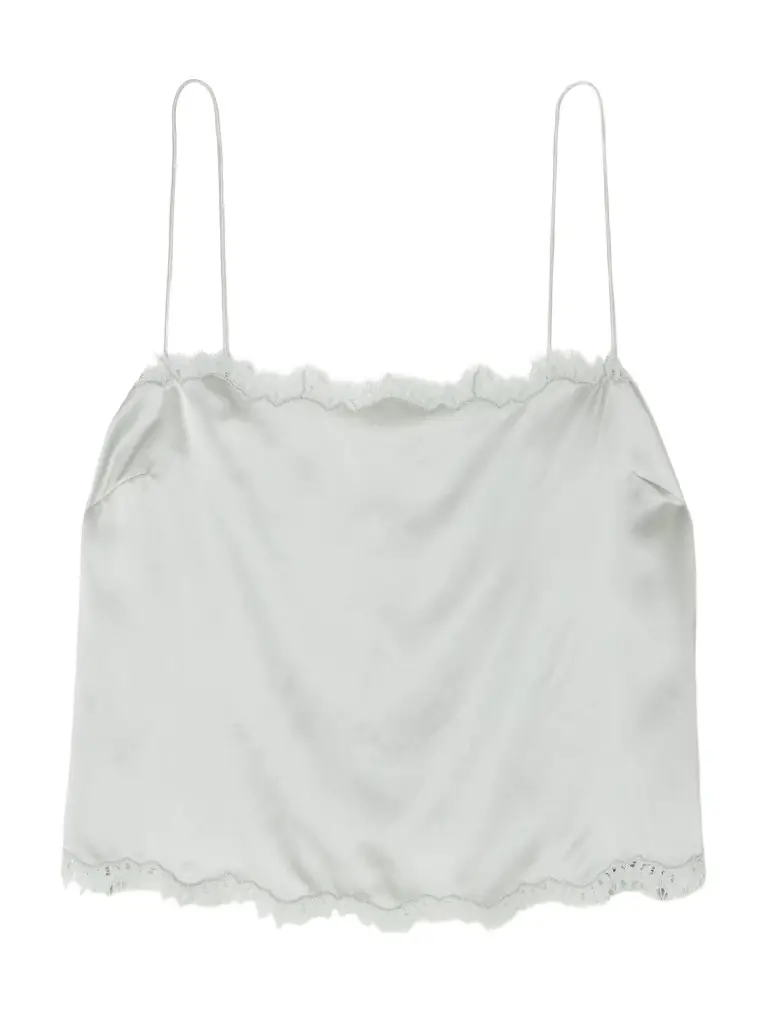 DÔEN Loure lace-trimmed silk-satin top