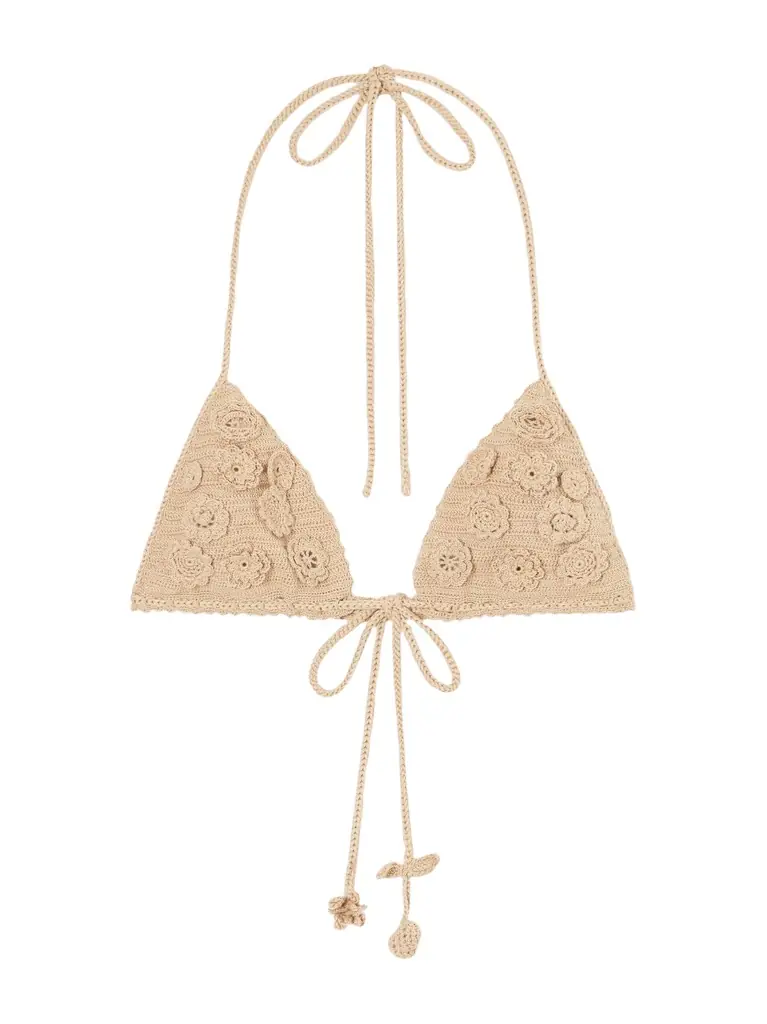 Loewe Paula's Ibiza crocheted cotton triangle bra