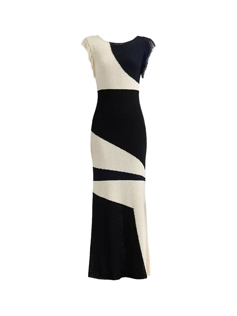 Proenza Schouler Women's Saskia Colorblocked Fringe Dress - Sand Multi