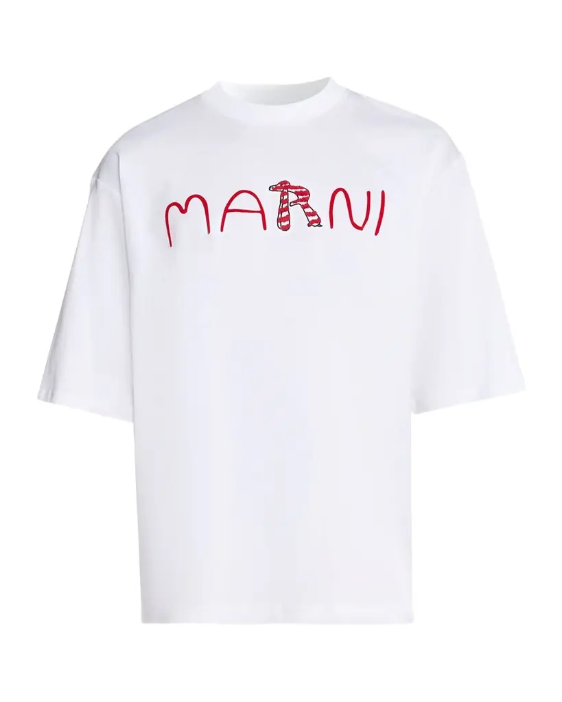 Marni Men 's Mending Logo Relaxed Fit T-Shirt
