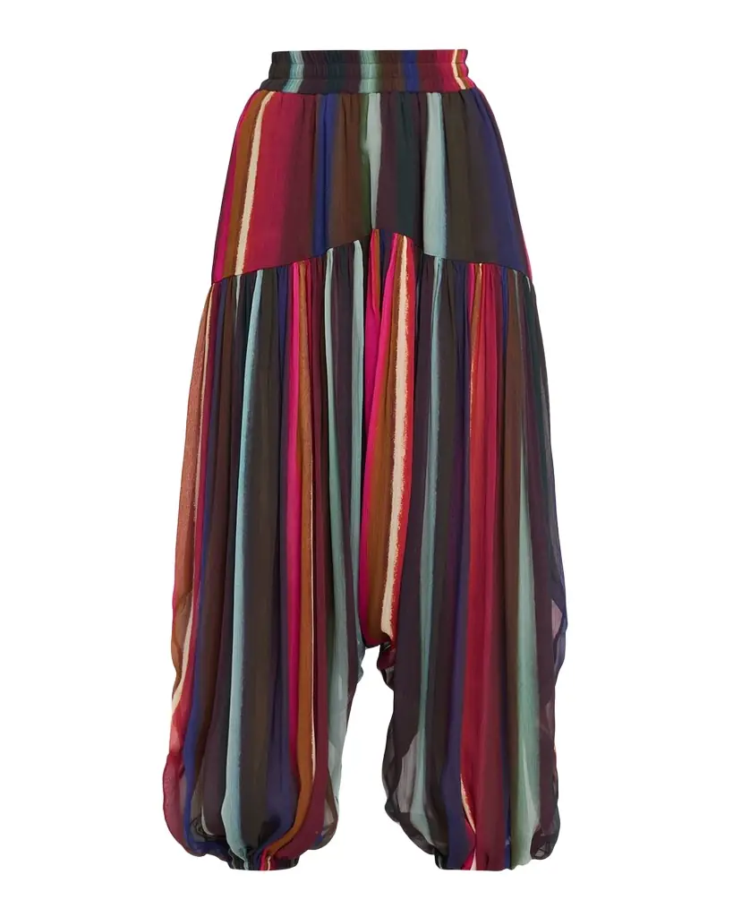 CHRISTOPHER JOHN ROGERS Louie Stripe Plisse Balloon-Leg Pants