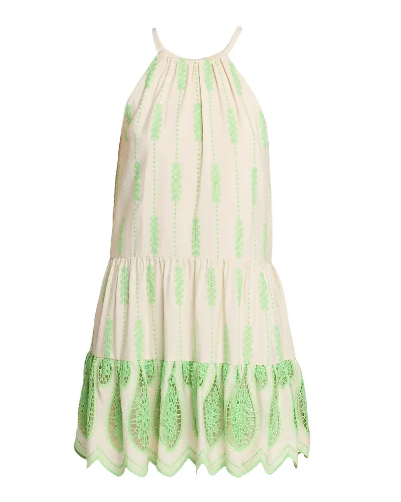 Ramy Brook Kaelyn Embroidered High-Neck Mini Dress