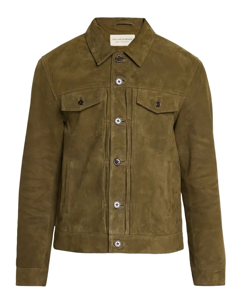 Officine Generale Men 's Liam Suede Trucker Jacket