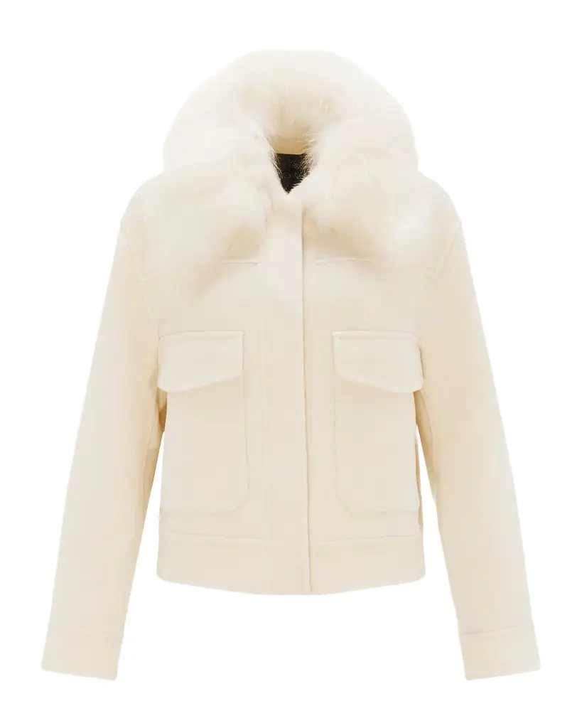 Gorski Cashmere And Wool Jacket With Detachable Goat Shearling Collar