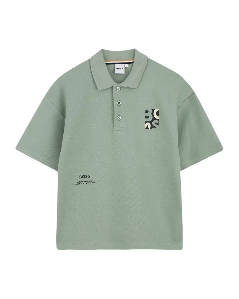BOSS Boy 's Stretch Cotton Short-Sleeved Polo Shirt, Size 4-