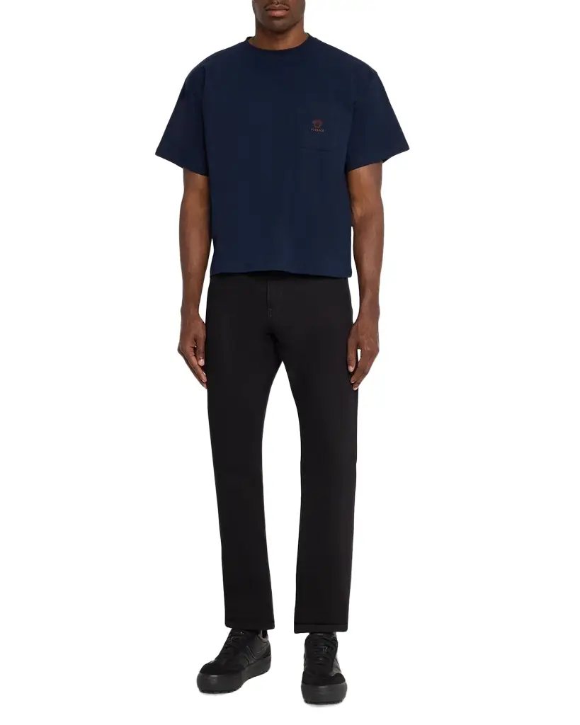 Versace Men 's Embroidered-Medusa Jersey Pocket Crewneck T-Shirt