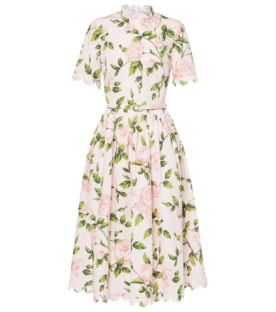 Oscar de la Renta Floral cotton-blend poplin midi dress