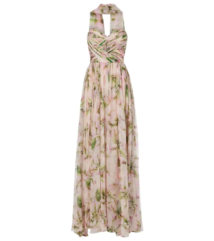 Monique Lhuillier Floral silk chiffon gown