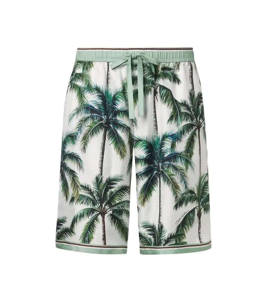 Dolce & Gabbana Printed silk twill shorts