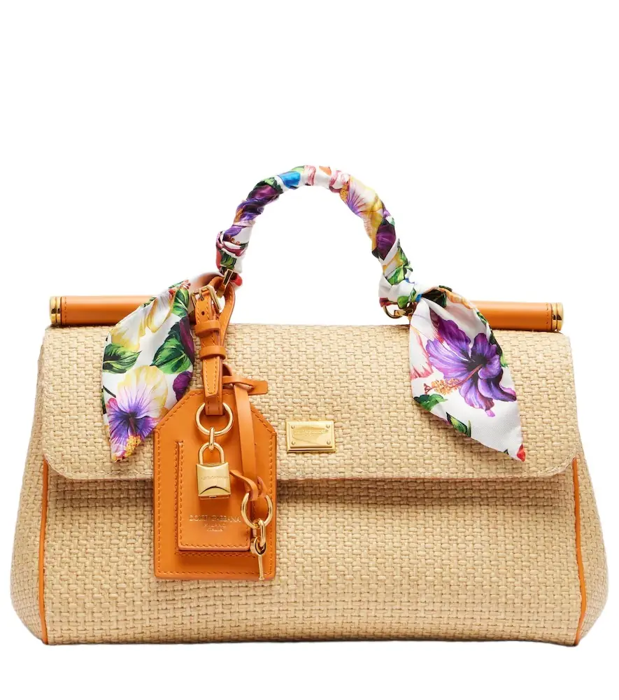 Dolce & Gabbana Sicily Small raffia top-handle bag